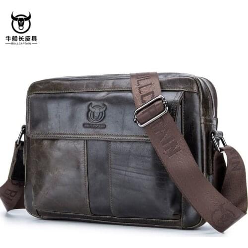 Vintage First layer Oil wax Cow leather men messenger bags Fashion shoulder crossbody bags Casual genuine leather Bag