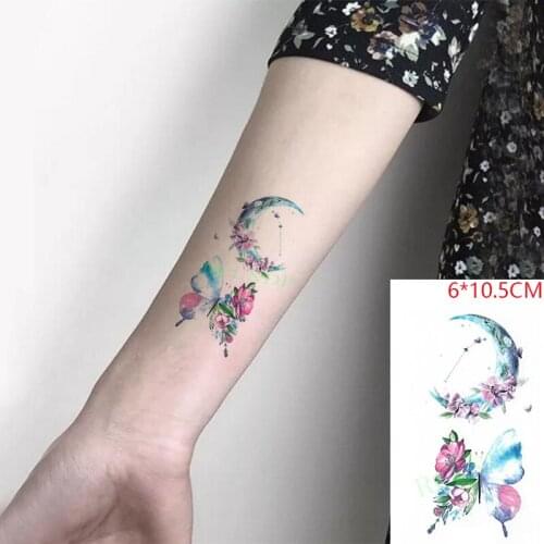 Waterproof Temporary Tattoo Sticker Moon Butterfly Flower Small Cute Body Art Flash Tattoo Fake Tattoo for Women Men