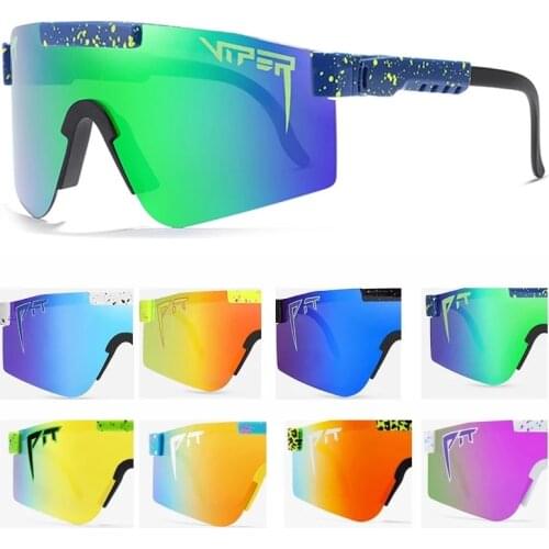 Pit viper High Quality Polarized Sunglasses Flat Top Windpro of Sport Fashion Eyewear TR90 Blue Frame Mirrored Lens Sun Glasses