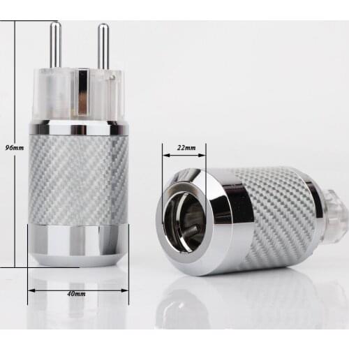 WCF2-TER Hi-End Carbon Fiber Rhodium Plated European standard AC Power Plug IEC Female Plug DIY Mains Power cable