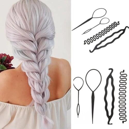 4 Pcs/set Multi-style Women Hair Twist Styling Clip Stick Maker DIY Hair Braiding Tools Hair Accessories Braider DIY Hairstyle