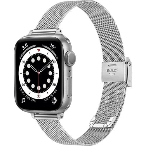 Women Mesh Bands for Apple Watch Band 40mm 38mm Slim Stainless Steel Wristband for iWatch SE Series 6/5/4/3/2/1 44mm 42mm Strap