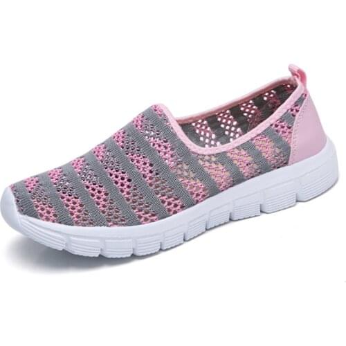 Large Size Breathable Mesh Casual Sports Flat Bottom Walking Womens Shoes 2021 New Summer
