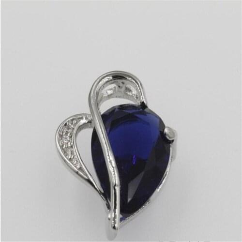 1.8*2.1MM New NEW Fashion Luxury Purple Blue Crystal Necklace Pendants Women Love Heart Design Girl Gift Silver Jewelry #09