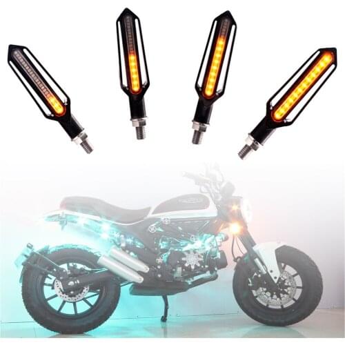 1 Pair Motorcycle Turn Signals LED Light Flowing Water Blinker Flashing Indicator Tail Stop Signal 12V for Honda/Kawasaki/VW