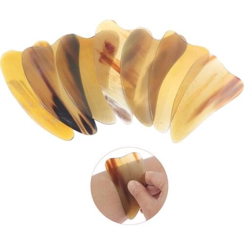 1PC Natural Ox Horn Gua Sha Board Scraper Facial Lift Neck Body Scraping Massage