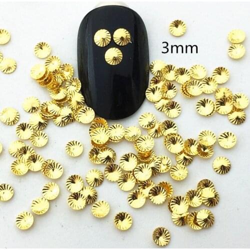 100Pcs/Lot Japan Korea Rivet Studs 3mm Gold Mini Thread Round Metal Alloy Nail Art Decorations 3D DIY Sticker Jewelry Charms