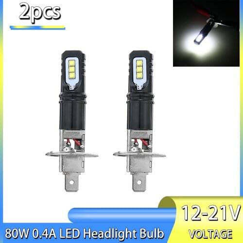 2pcs H1 6000K 12V Car Headlight Super Bright White 6000LM LED High Beam Headlight Bulb Kit