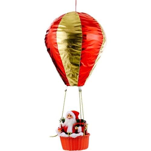 2 PCS Christmas Hanging Ornament Hot Air Balloon with Santa Ceiling Pendant Indoor Outdoor Festive Holiday Decor Wholesale XB