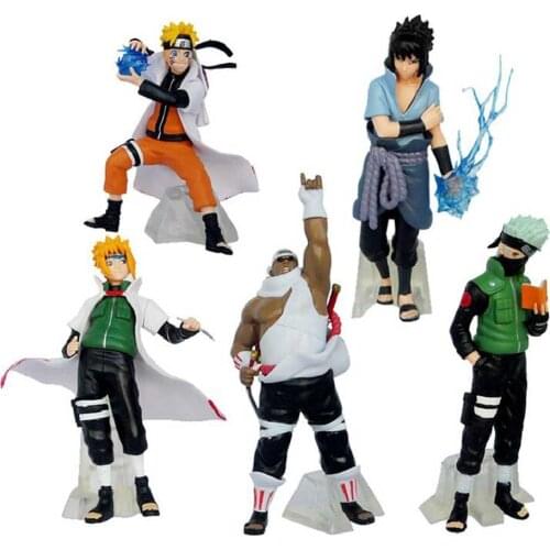5Pcs/Lot Anime Naruto Uzumaki / Uchiha Sasuke / Hatake Kakashi Killer B Namikaze Minato Figure Toy