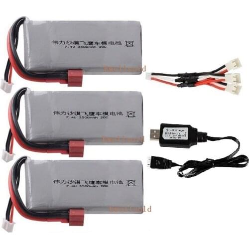 7.4V 3500mAh 2s Upgrade Lipo Battery 40C Max 60C For Wltoys 12428 12423 feiyue 03 Q39 parts with charger