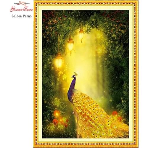 Golden panno,5D,diy diamond embroidery,partial,round,Diamond Painting,Cross Stitch,3D,diamond,Mosaic,Needlework,peacock 725Q