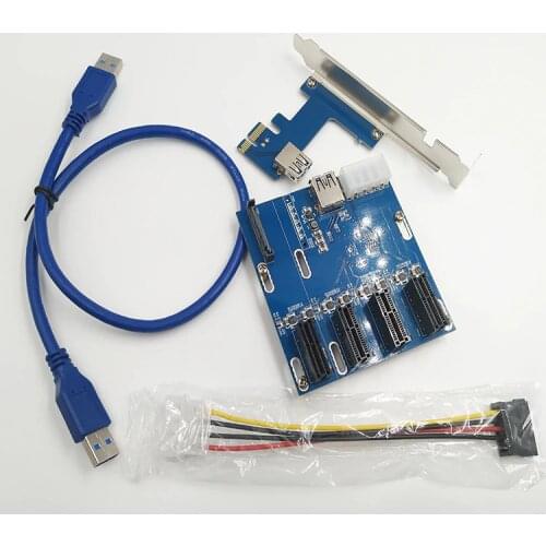 Free Ship PCI-E Turn PCIe Riser Cards 1 to 4 PCI-E 1X Expansion Cards 4 Port PCIe slots/PCIePort Multiplier Cards for Miner BTC