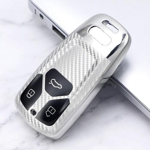 Carbon Fiber TPU Car Key Case Full Cover Shell For Audi A4 B9 Q5 Q7 TT TTS 8S 2016 2017 car smart remote Car Styling Accessories