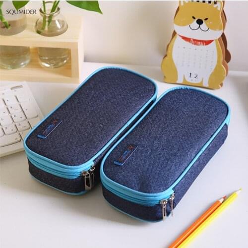 Pencil case Creative canvas large capacity pen box school office Pencilcases gifts for kid stationery box student Pencil Bag