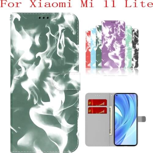 Sunjolly Case for Xiaomi Mi 11 Lite Wallet Stand Flip PU Phone Case Cover coque capa Xiaomi Mi 11 Lite Case Cover