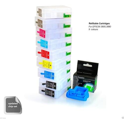 INK WAY A complete set T5801-T5809 (9 pieces refillable high capacity cartridges) for Stylus Pro 3880 large format printer