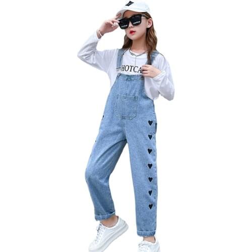 Kids Denim Cotton Jumpsuit Children Overalls Spring Autumn Denim Jeans Girls Casual Spring Autumn Skirt Toddler Teens Girl Cloth