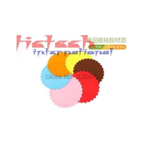 By dhl 500pcs pracical 14*14cm round shape Table Mat Durable silicone Non-Slip Heat Resistant Mat Cushion