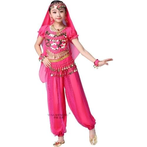 For Children Indian Dance Clothes Bollywood Costumes Girl Belly Dance Performance Practice Clothes Oriental Dance Wear 2/3/4pcs