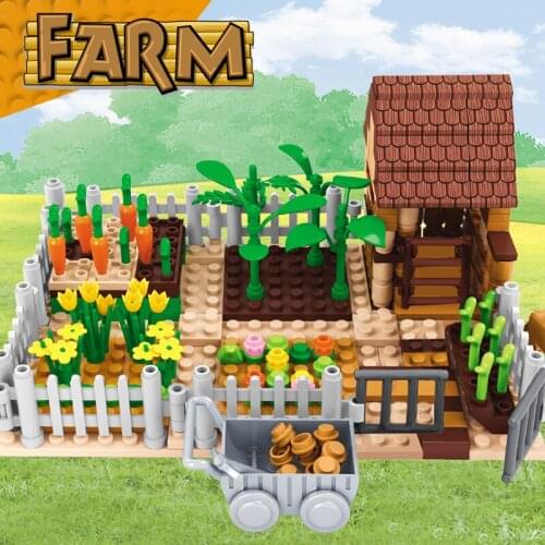 AUSINI Farm Field Planting Building Blocks Mini Figures Farmer Bricks Toys for Boys Girls Educational Kids Plaything Toy