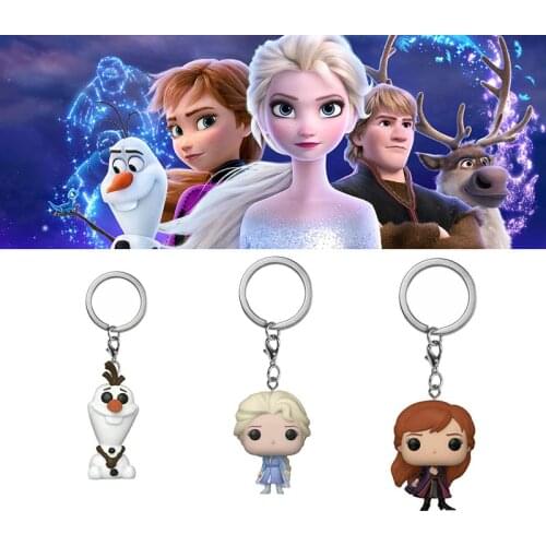 Frozen 2 Key Chain Pendant Anna Elsa Snow Treasure Keychain Bag Car Hangers New Gift Woman Princess Snowman Keyring