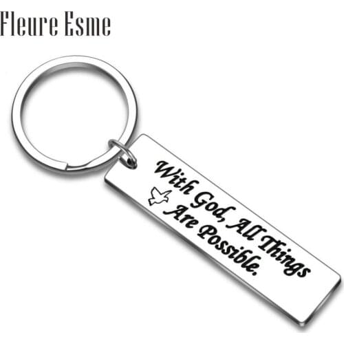 Christian Faith Gift Keychain for Friends Birthday Graduation Gift with All Things are Possible Godmother Religious Baptism Gift