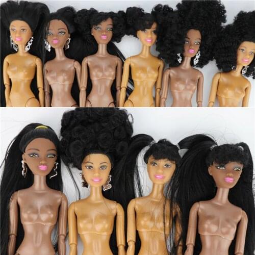 Perfect Doll Heads light Brown face and Dark face for 1/6 Black African Doll Diy Dressing Princess Toy Doll Heads (only heads)