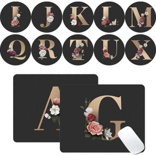 PU Leather Mouse Pad Laptop Computer Table Mat Home Office Waterproof 26 Letter Pattern Non-slip Modern Keyboard Mouse