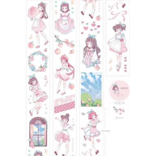 Peach Girl Washi Tapes Bullet Journal Masking Tape Adhesive Tape DIY Scrapbooking Washi Stickers