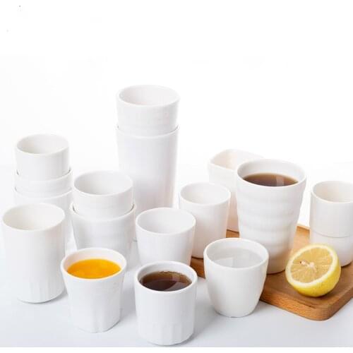 Coffee Cup Tea Cup Milk Cup White Fall-resistant Straight Restaurant Water Cups Creative Imitation Porcelain Plastic Cup Set