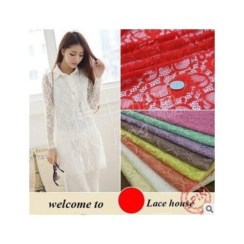Free shipping High-grade stretch beautiful flowers DIY clothing unlined upper garment skirt fabrics textiles lace 1 Yards