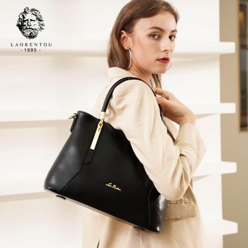 LAORENTOU Womens Top-Handle Bags Luxury Cowhide Leather Shoulder Bags Casual Totes Ladys Purse Crossbody Shoulder Handbags
