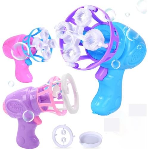 Summer Funny Magic Bubble Blower Machine Electric Automatic Bubble Maker Gun with Mini Fan Kids Outdoor Toys Wedding Supplies