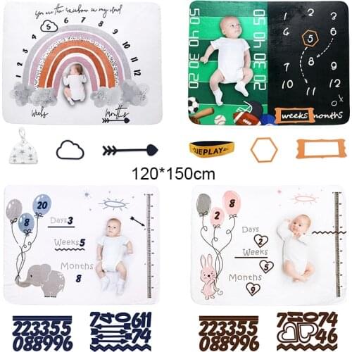 Newborn Baby Monthly Growth Milestone Blanket Soft Flannel Photography Props Background Cloth Commemorate Rug Unisex Memory Gift