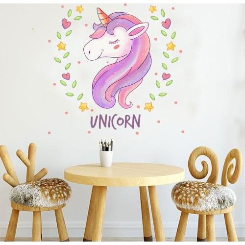 Unicorn Wall Sticker Flower Unicorn Stickers for Childrens Room Living Room Toilet Refrigerator Sticker & Vinyl Art Wall Decor