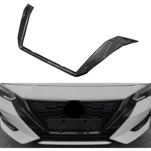 For Nissan Sentra Bluebird Sylphy Almera 2020 2021 Carbon Fiber Front Grille Grills Cover Trim Head Grills Strip