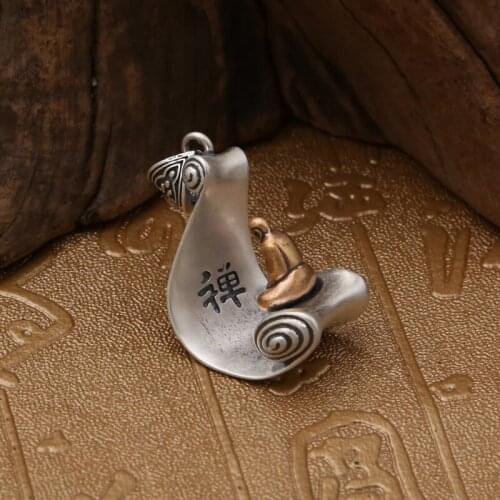 S925 sterling silver vintage Thai silver men and women models Buddha statues enlightenment Zen Buddha accessories mans pendant