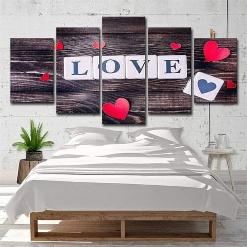 5 Pieces of Nordic Love Poster Family Decoration Bedroom Living Room Background Wall Frameless Printing Hanging Painting Core