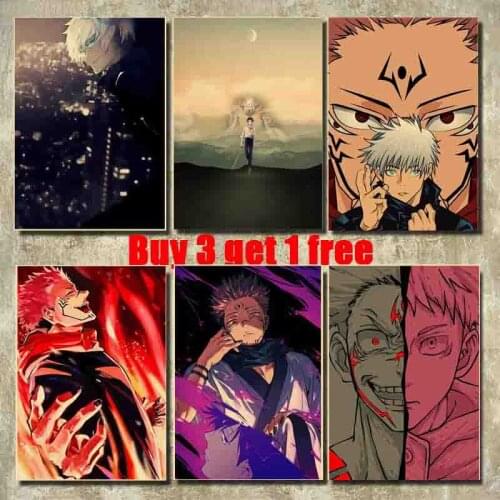 Anime Jujutsu Kaisen Posters Kraft Paper Vintage Poster Sticker Wall Art Painting Study Home Living Room Bar Decoration Picture