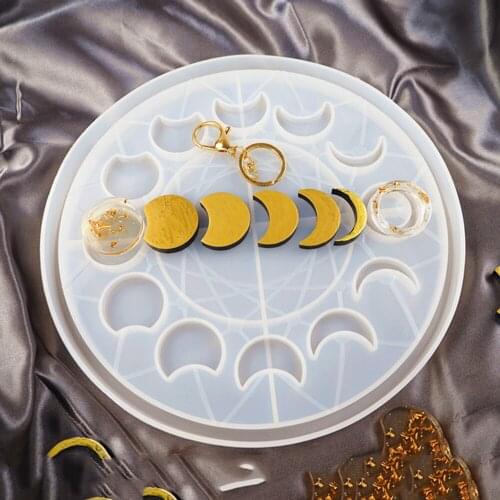 DIY Crystal Epoxy Mold Lunar Eclipse Moon Phase Ornaments Plate ins Wind Star Moon Clock Dial Silicone Mold Set