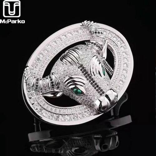 McParko Luxury Men Belt Buckle Accessories Stainless Steel Cowboy Cow Head Belt Buckles For Men Belt Buckle without belt Silver