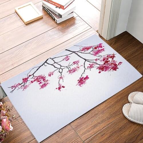 Flower Branch Bud Pink Doormat Kitchen Living Room Floor Rug Bathroom Non-slip Foot Mat Entrance Hall Welcome Carpet