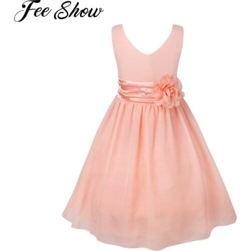 Teen Girls Chiffon Summer Birthday Party Dress Girls Pageant Floral Princess Dress Ball Gown Wedding Dress Kids Vestidos