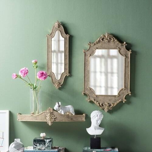 Vintage Palace Carved Wall Deco Makeup Mirror Home Bathroom Living Room Wall Hanging Mirror Decorative Mirror specchio da parete