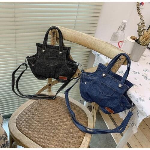 Women Small Crossbody Bag Fashion Cute Denim Bib Overall Shorts Design Shoulder Bag Lightweight Travel Satchel Handbags