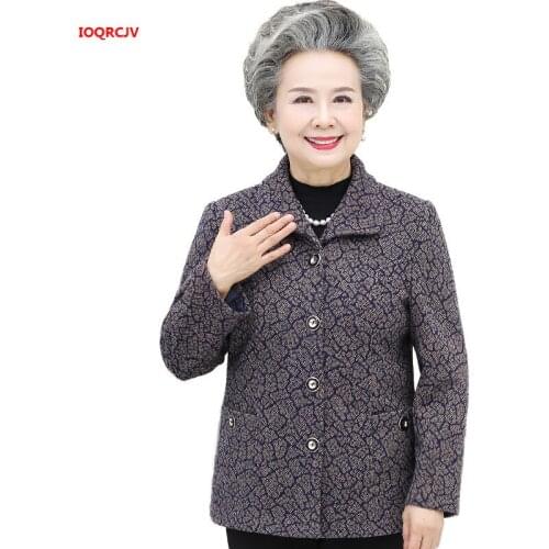 5XL Plus Size Grandma Autumn Coat 2019 New Casual Long Sleeve Women Tops Large Size Loose Middle-aged Mother Spring Jacket W1453