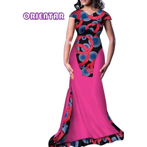 African Dress Women African Print Cotton Evening Dress Wedding Party Long Maxi Dress Private Custom European Clothing WY3442