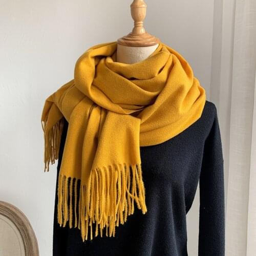 2020 Winter Cashmere Women Scarf Luxury Brand Solid Lady Shawls and Wraps Casual Tassel Scarves Man Business Scarf Pashmina