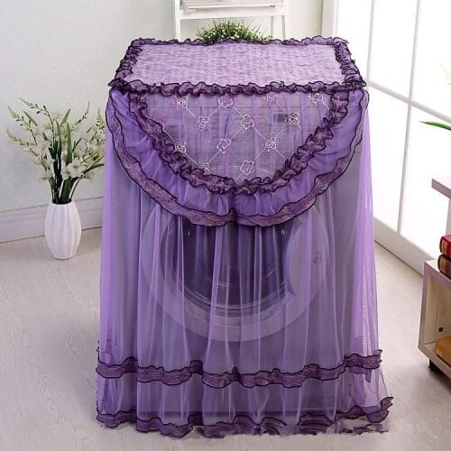 1pcs Lace Waterproof Sunscreen Washing Machine Dust Cover Dirt-Proof Cover Washing Machine Protective Cover